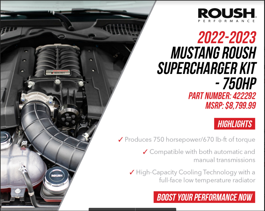2022-2023 Mustang Roush Supercharger Kit- 750 HP